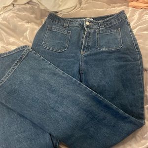 RSQ high waisted flair jeans dark blue